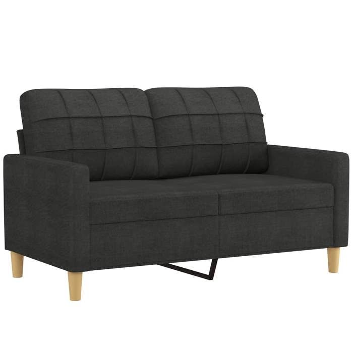 Promotion janvier Canapé 2 places - MANGO - SOFA DOUBLE - avec oreillers - décoratifs noir 120 cm - tissu - SS297