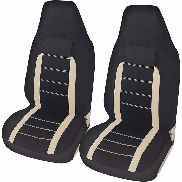Housses de siège de voiture universelles - ZOR® - Avant - Beige - Polyester durable - Doublure mousse 4 mm