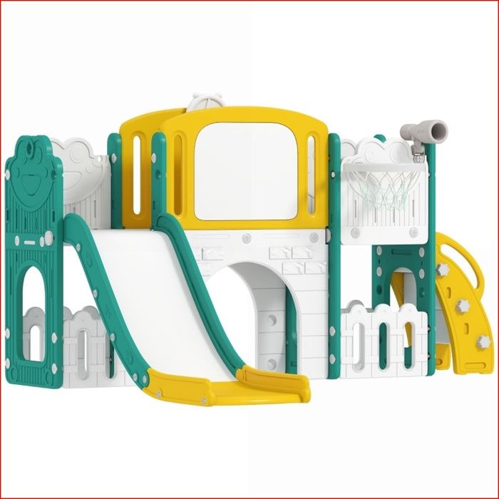 Toboggan pour enfants - Set 7 en 1 Grenouille - Intérieur/Extérieur - Jaune