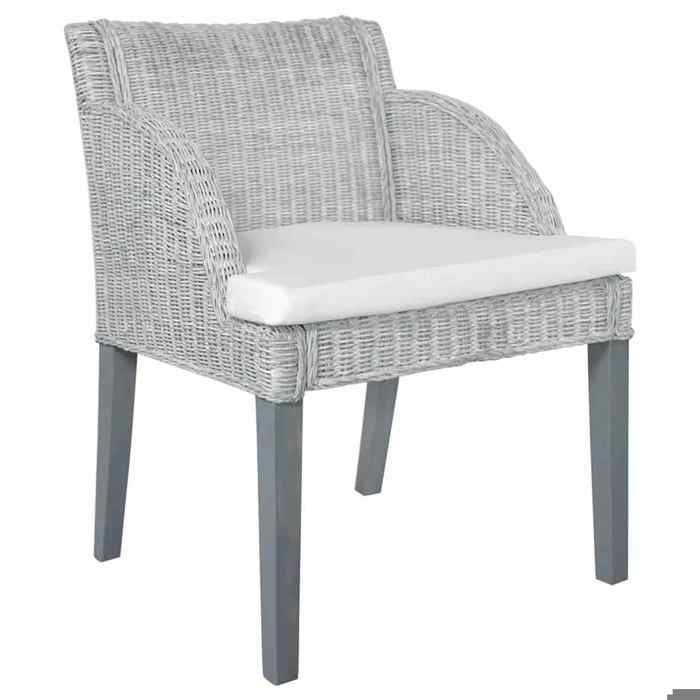 Les Soldes Chaises à manger 2 PCS - CLOUD - Fauteuil avec Dossier - avec coussins gris rotin naturel J707