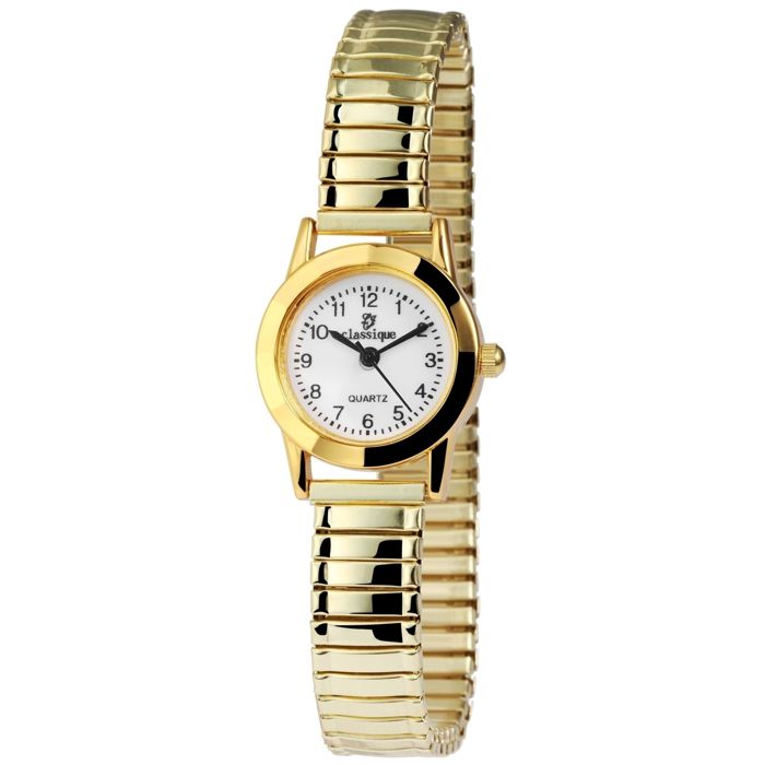 Montre - CLASSIQUE - Class - Boîtier rond 23 mm - Bracelet extensible acier inox doré - Mouvement quartz