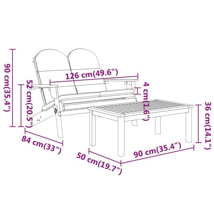 Sale 2026@ Ensemble de salon de jardin Adirondack 2 pcs bois acacia solide - Banquette de balcon @2772