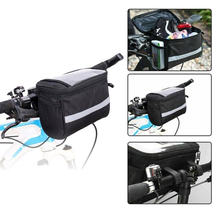 Sacoche de vélo - Sacoche de guidon - Sacoche de vélo étanche - Sacoche de vélo simple - Sac isotherme avec bande réfléchissante