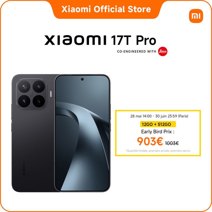 [Officiel] Xiaomi 17T Pro Smartphone 12+512GO Noir Téléobjectif Leica 5 x Batterie en silicium-carbone de 7 000 mAh (typ)