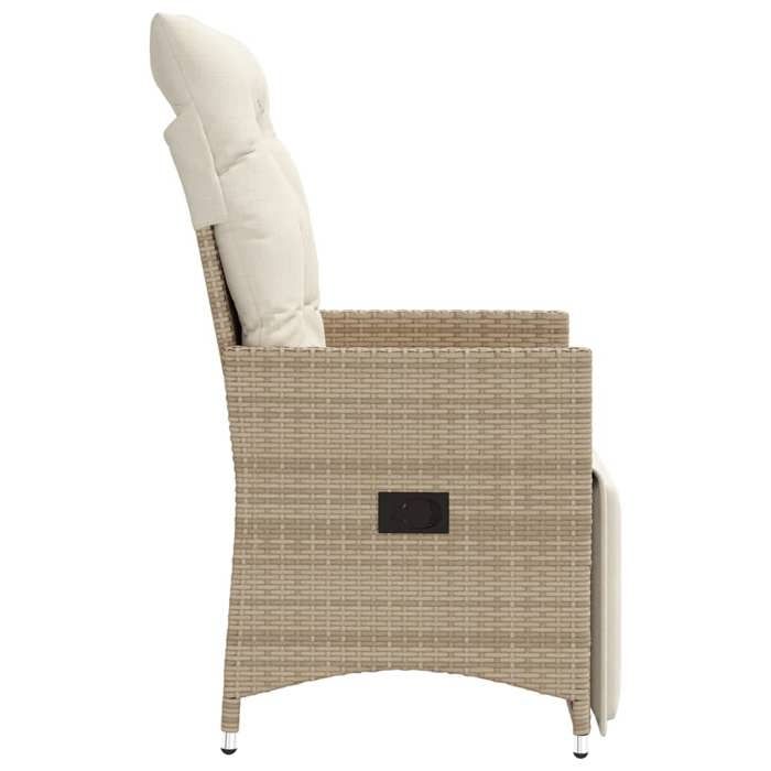 Chaise inclinable de jardin - 1 PLACE - avec coussins - beige résine tressée CC2413