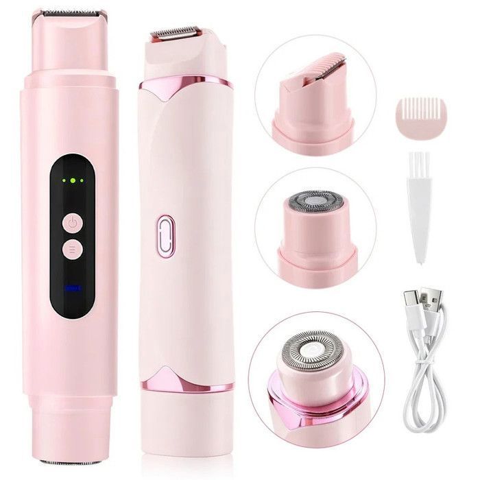 Rasoir électrique portable 2 en 1 epilateur  femme double tête double usage rechargeable par USB et tondeuse à cheveu