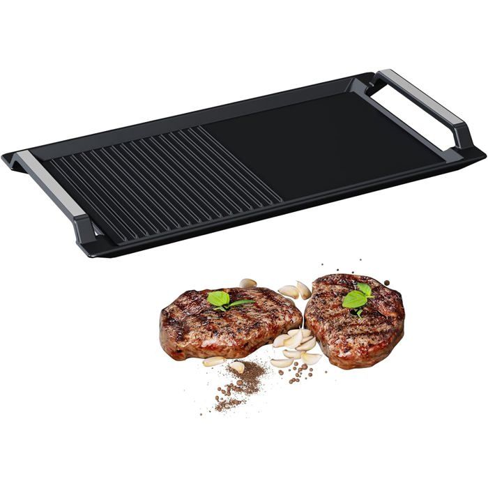 Plaque À Griller Induction Plaque De Gril En Fonte Grille Rectangulaire 2 Poignées Avec Surface Plate Et Striée Pour Plaque De Cui