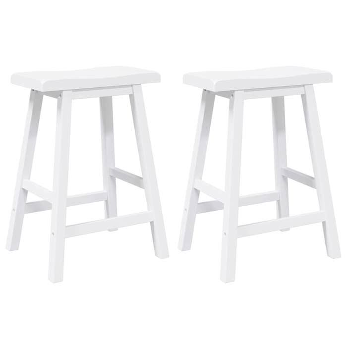 Sièges de bar - Tabourets de bar 2 pcs - vidaXL - bois massif - blanc - 445 x 35 x 60 cm - 445 x 23 cm - repose-pieds 1598368