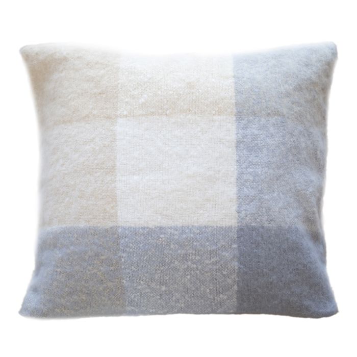 Housse de coussin à carreaux aspect mohair Bleu 45x45 cm