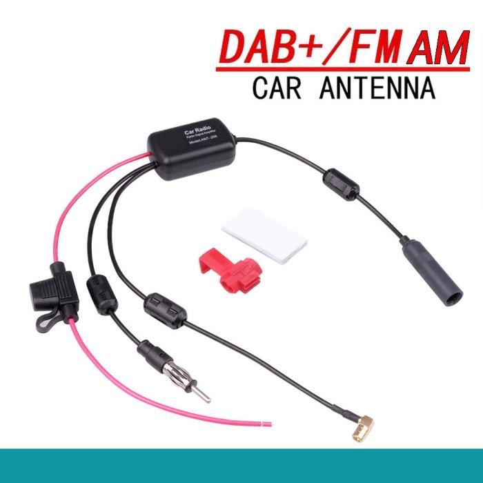 AM FM DABAntenne de voiture - Amplificateur de signal d'antenne de voiture,  3 en 1, 12V, SMA, DAB, FM, AM, An