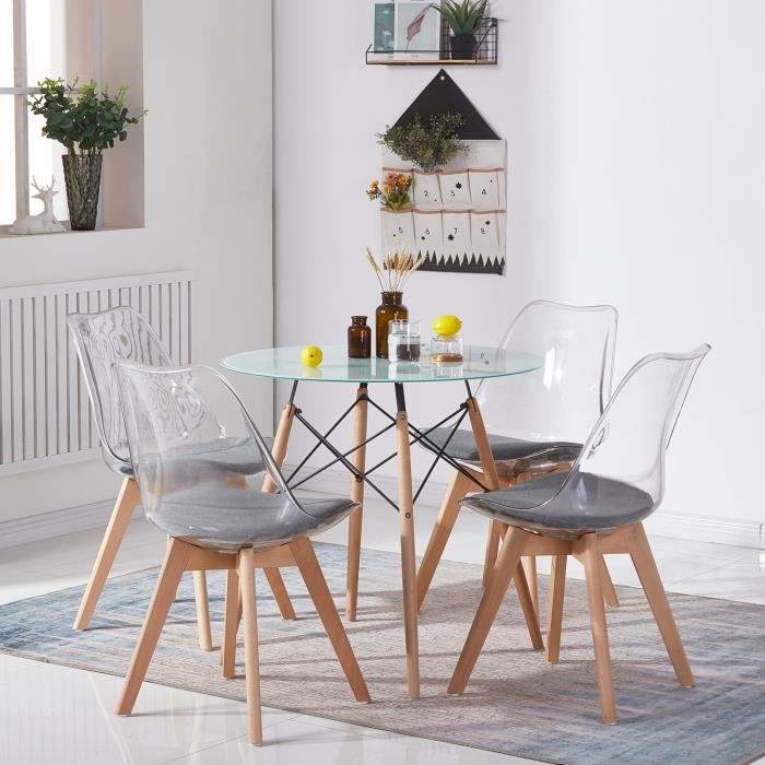 Jkk Ronde Table En Verre Table De Salle A Manger En Hetre Rond Et
