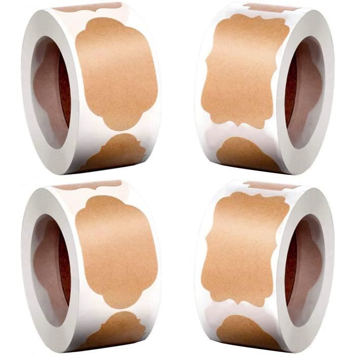 Autocollants Kraft brun naturel de 5 cm (500 par rouleau), autocollants