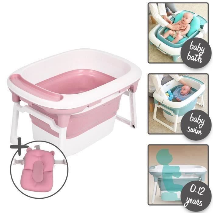 Gmm Baignoire Pliable De Bebe Douche Confort Evolutive Avec Tapis Anti Glissante Tub Enfant De Voyage 78 56 47 Cm Rose Cdiscount Puericulture Eveil Bebe