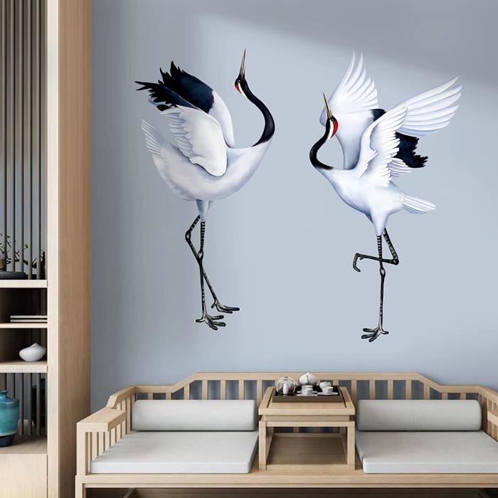 Stickers Muraux Grue Oiseaux Autocollant Mural Oiseaux Blanc Décoration  Murale Chambre À Coucher Salon Bureau[r341]