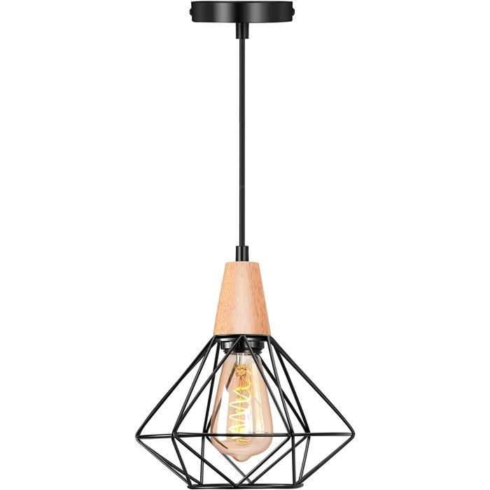 Lustre Suspendu à 3 Lumières - Plafonnier Design Métal Noir Pour Salon, Chambre, Cuisine - Ampoules E27 - 13