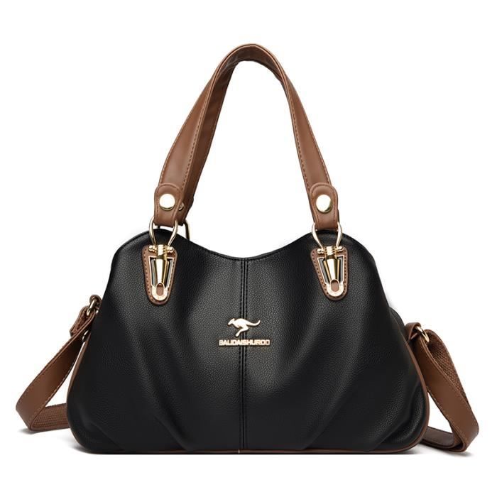 Le style noir Sacs Main De Luxe En Cuir Souple Pour Femmes