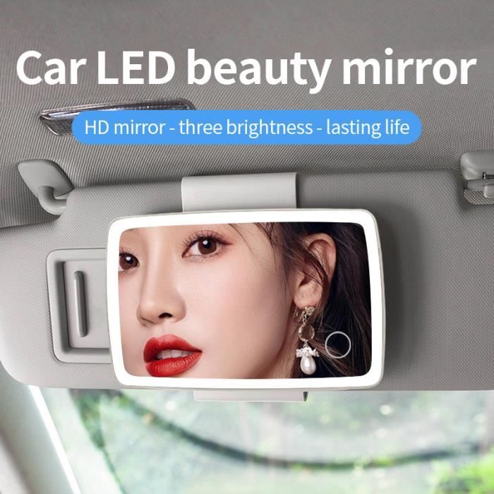 Blanc Miroir de pare-soleil de voiture universel Dimmable LED Miroir de  maquillage de voiture Lumière LED Rétroviseur intérieur automobile avec  lumière LED, Espagne