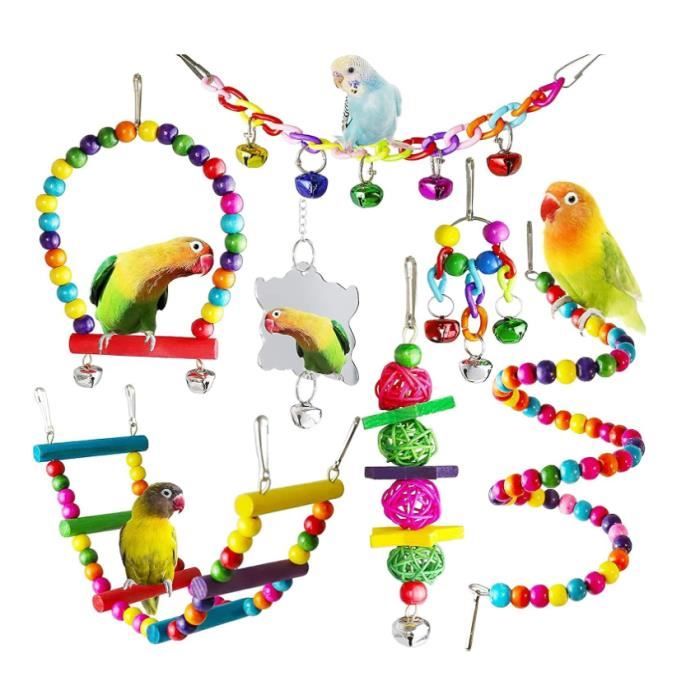 7 PCS Jouets pour Oiseaux, Jouets à Mâcher pour Oiseaux, Jouet à