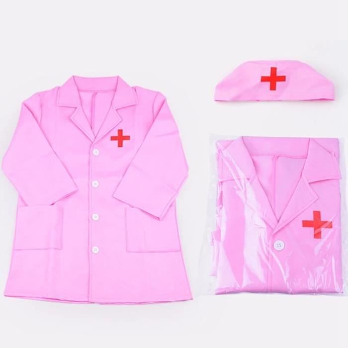 keaiyouhuo Costume de médecin pour enfants Ensemble de blouse de médecin avec stéthoscope Halloween Costume d'infirmière Dress Up