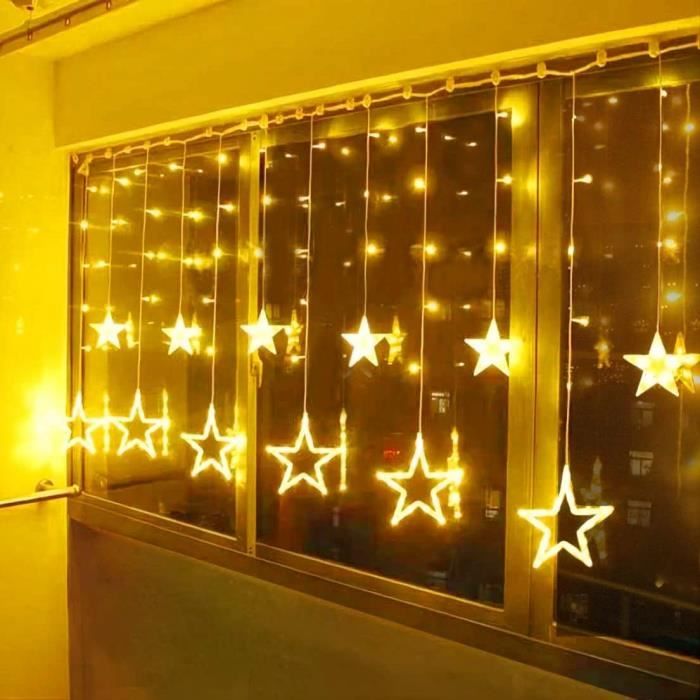 Guirlande lumineuse LED étoiles décoration fête rideau lumineux intérieur  extérieur étanche