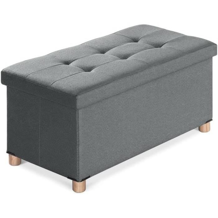 Banc De Rangement Ckaff 107x40x43cm - Pouf Coffre Gris Foncé - Capacité 107L - Pour Salon, Chambre, Entrée