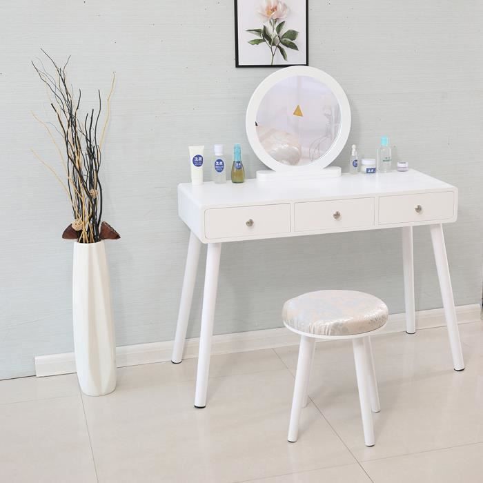 Coiffeuse Avec Miroir Et Tabouret Coiffeuse Table De Maquillage Table De Maquillage Blanche100 40 125cm Achat Vente Coiffeuse Coiffeuse Avec Miroir Et Ta Soldes Cdiscount