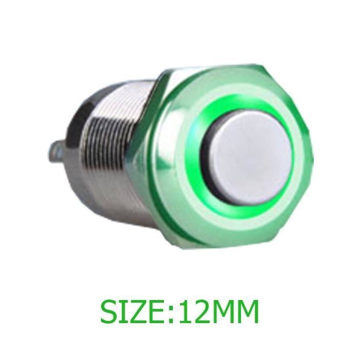 Interrupteur Bouton-poussoir Métallique 22mm - DPDT (2NO+2NC) - LED Verte 24V - Uxcell
