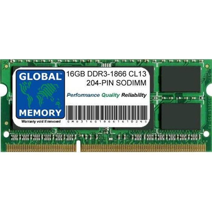 16Go DDR3 1866MHz PC3-14900 204-PIN SODIMM MÉMOIRE RAM POUR