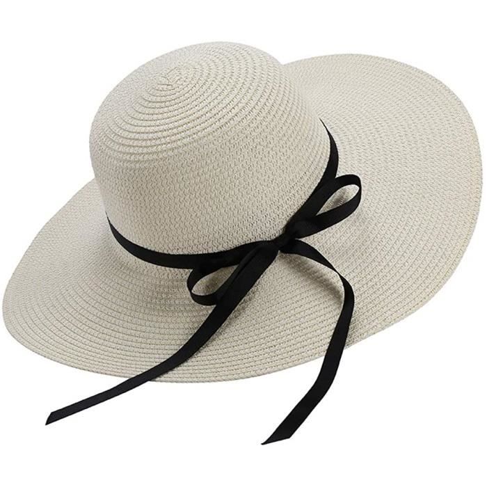 Chapeau de soleil - Fleur de dentelle - Kaki - Large bord - Nœud