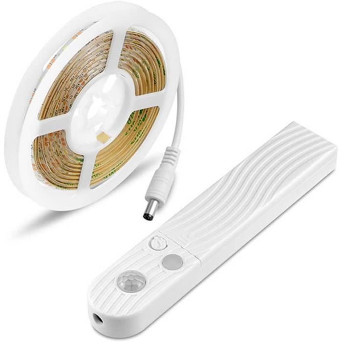 Bande LED Autocollante Avec Détecteur De Mouvement - 1,5m, Blanc Chaud, USB Rechargeable Pour Placard, Escaliers