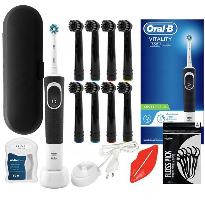 Brosse à dents électrique Oral B Vitality Cross Action 8 embouts Étui Accessoires inclus