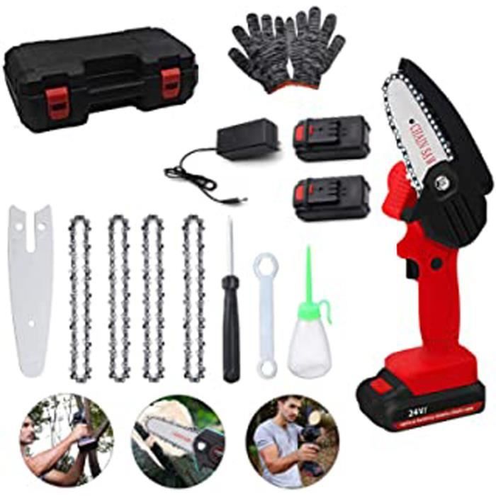 Tixiyu Ensemble Mini Tronçonneuse Électrique 4 Pouces - Guide 13cm + Chaîne De Rechange