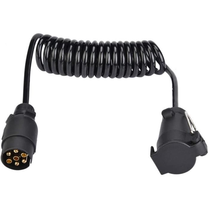 Prise de remorque avec câble dextension de Ressort de 98,4 Pouces Accessoire de connecteur dadaptateur de câblage 12 V Qiilu Adaptateur de câble de remorque 7 Broches 