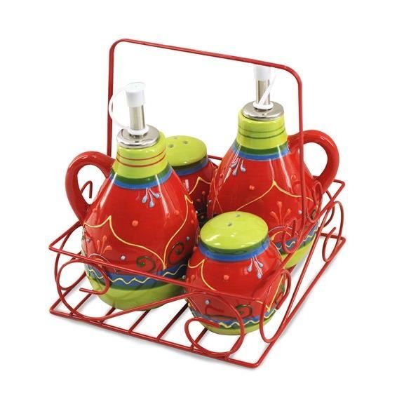 Service à Condiments Sambonet Inox - Salière, Poivrière, Huilier, Vinaigrier - Neuf