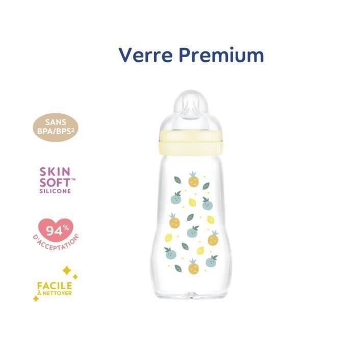 260ml MAM Biberon Verre 0+ mois T/étine D/ébit 2 Rose