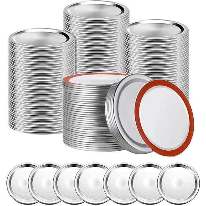 Couleur argent 120pcs 70mm Couvercles de Mise en conserve à grande bouche 200 Unités Pour Bocaux Kerr Type