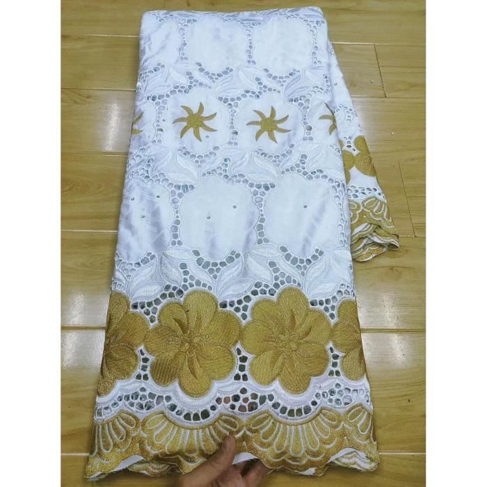 Tissus Blanc et or dentelle tissu bazin riche tissu de haute