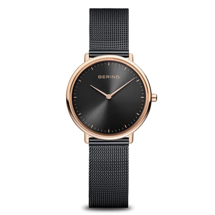 Montre Femme BERING Classic – Boîtier Acier Inoxydable 26mm, Verre Saphir, Bracelet Milanais, 5 ATM, Minimaliste, Mouvement Quartz