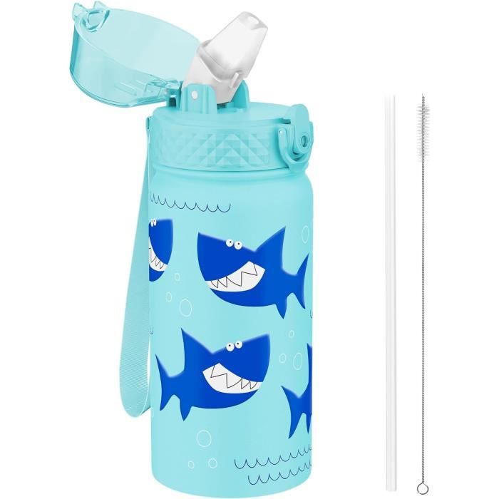 Kiocko Gourde Isotherme Enfant 350 Ml Avec Paille Et Bec - Acier Inoxydable Sans BPA - Anti-Fuite - Dinosaure - Idéale École Maternelle