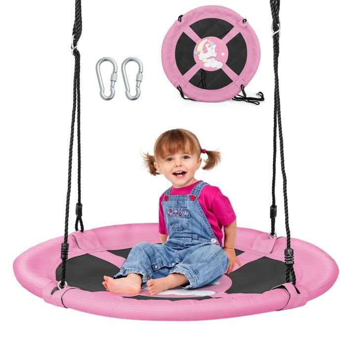 Ensemble De 2 Balançoires - Nid D'Oiseau Et Ceinture - Pour Jardin Ou Intérieur - Charge 150kg
