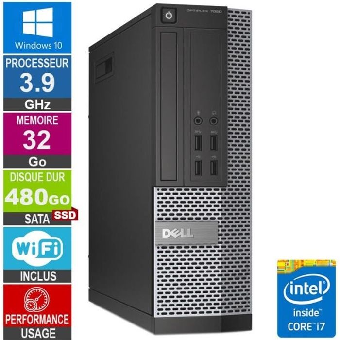 PC Tour Dell OptiPlex 3020 Intel Core i7-4770 RAM 16Go SSD 480Go