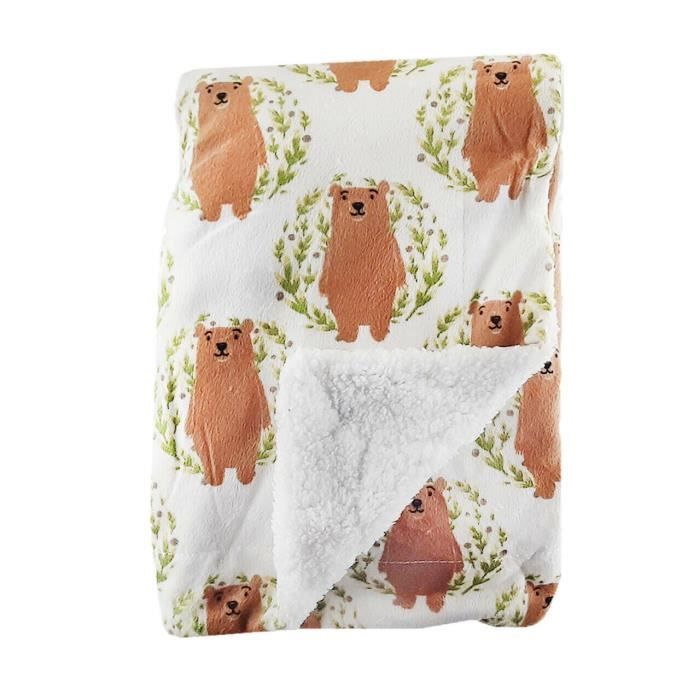 Couverture Plaid Polaire Bebe 74 X 100 Cm Poussette Moise Landau Berceau Voyage Grand Ours Brun Blanc Marron Vert Cdiscount Pret A Porter