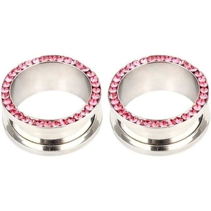 Daesar 2 Pièces Écarteurs Oreilles, Tunnel Ecarteur Oreille Acier Chirurgical 3mm Rond Avec Fleur Creux Ecarteur Tunnel, Argent