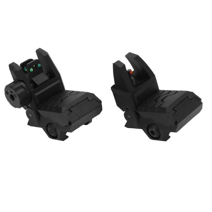 Feyachi S17A Viseurs Tactiques Pliables Avant/Arrière En Fer – Fibre Optique Haute Luminosité, Pour Sport De Tir