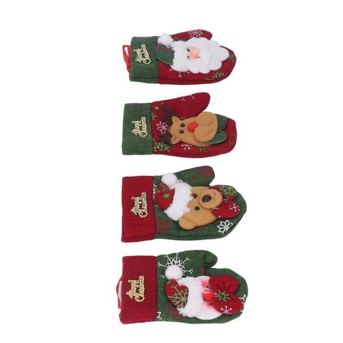 Lot De 12 Porte-Couverts De Noël En Feutre - Sapins Rouge Et Vert - 20x17cm - Décoration De Table Festive QEEROYO