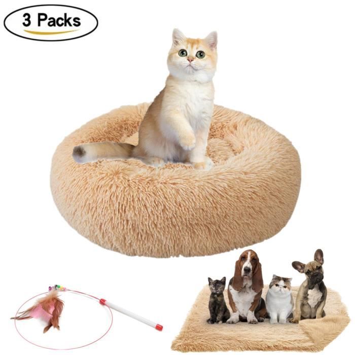 Meilleurs prix pour 3PC Panier Chat,Panier Rond Chien Coussin Chat Panier Donut Ø 50 cm, Lit pour Chat Doux, panier chien, Petit Chien Doux et Lavable