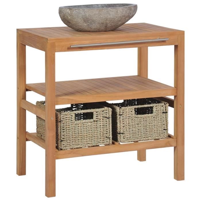 Meuble-lavabo/bureau Rivière - Petit Modèle - Cuir Noir - Neuf