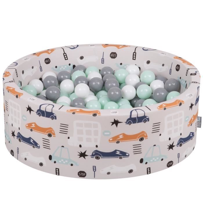 Kiddymoon Piscine A Balles 90x30cm 0 Balles 7cm Pour Bebe Rond Fabrique En Ue Voitures Beige Blanc Gris Menthe Cdiscount Jeux Jouets