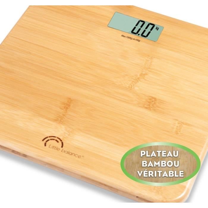 LITTLE BALANCE 8466 My Bambou, Pèse-personne, balance électronique, 150 kg / 100 g, Bambou véritable