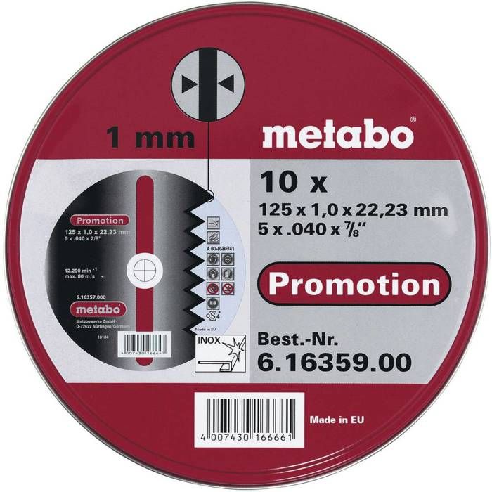 METABO Coffret métal de 10 meules en inox pour meuleuse